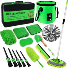 17Pcs Car Wash Kit,62" Car Wash Brush Mop with Long Handle,Car Cleaning Kit,C...