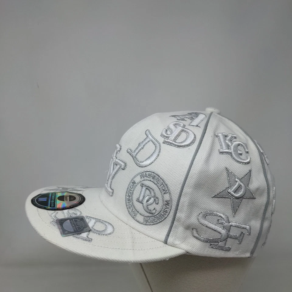 NY Nueva York Boston City Hunter Sombrero Ajustado Blanco 7 1/4 Bordado 6 Paneles Foto 3 de 4