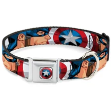 Marvel Captain America Shield2 CLOSE-UP Full Color Seatbelt Buckle Collar- Large
