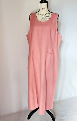 NWoT Vintage L.L.Bean Linen Cotton Maxi Shift Dress Sleeveless Salmon Sz.20-Pet