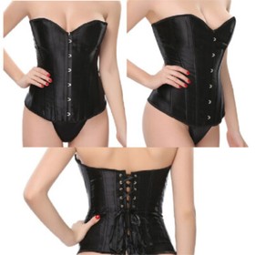 Women Boned Corset Bustier Overbust Lace Up Burlesque Top Waist Cincher Lingerie