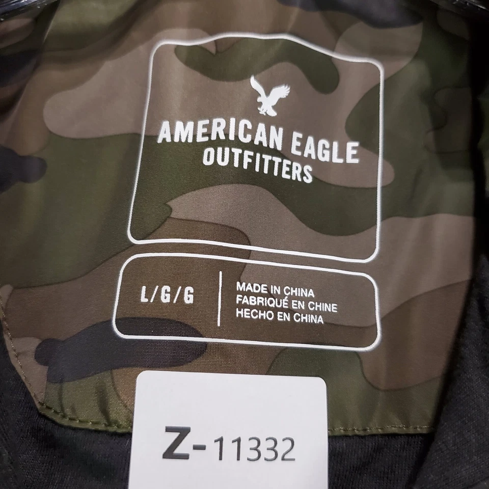 Chaqueta cortavientos American Eagle para mujer grande verde camuflaje cuello a presión bolsillos Foto 2 de 4