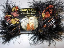 DESIGNER yarn black orange rust fancy fur kernel KNITTING CROCHET crafts 50G
