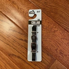 pet champion toy collar leather 6-9”-black