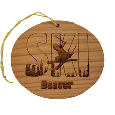 Beaver Colorado Ski Ornament - Handmade Wood Ornament - CO Souvenir - Ski Skiing