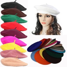 Women Vintage French Style Beret Hat Soft Wool Warm Cap Beanie Winter Autu