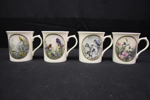 NM Set of 4 Lenox NATURE'S COLLAGE Mug Collection: Splendor Rose Summer Winter