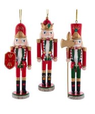 Set of 3 RED  GREEN NUTCRACKER Christmas Ornaments by Kurt Adler