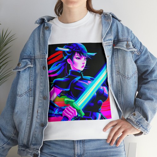Anime Samurai Girl Fantasy Warrior Unisex Adult T Shirt Japanese Aesthetic Tee - Picture 18 of 21