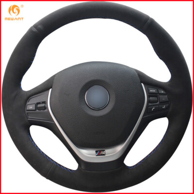 Black Suede Car Steering Wheel Cover for BMW F20 F45 F30 F31 F34 F32 F33 F36 A52