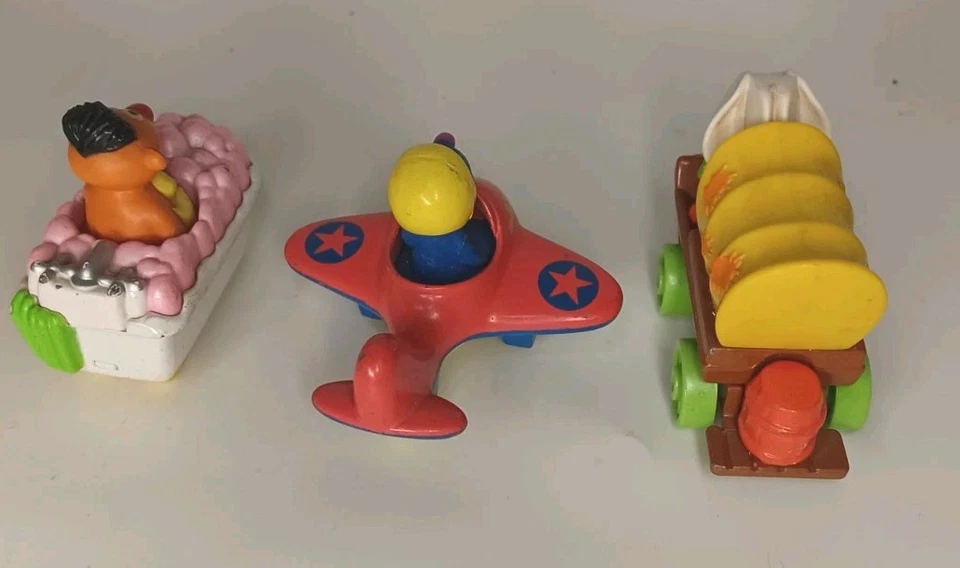 Lote De 3 Bañera Ernie Diecast Playskool Plaza Sésamo De Colección, Avión Grover/Vagón Foto 4 de 4