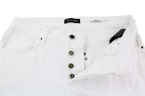 Antony Morato Argon Herren Jeans W32 Weiß Slim Knöchellang Geknöpft Logo Denim - Picture 4 of 18