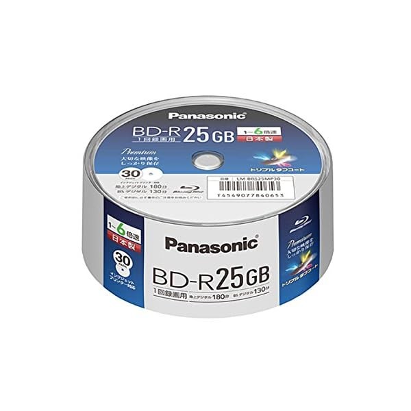 Panasonic Blu-ray BD-R Recordable Disk 25GB 6x Speed 30 Pack in Spindle JAPA