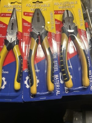 3 Piece Electrical Plier and Cutter Set. Heavy Duty. High Carbon Steel 8 Inch