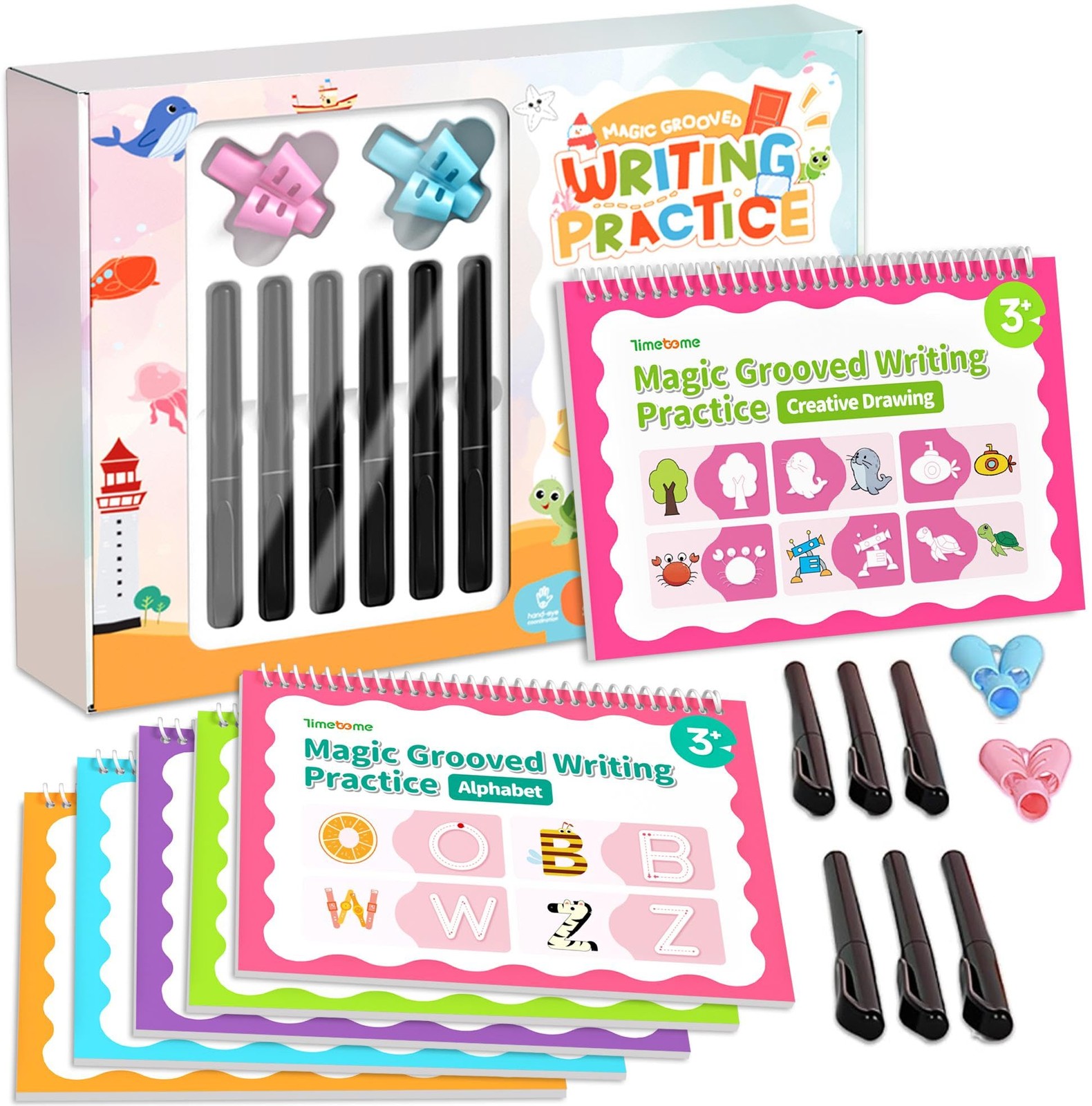 Timetome Large Magic Grooved Writing Books for Kids Ages 3-8