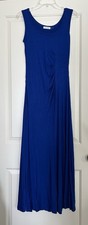 Calvin Klein Sleeveless Scoop Neck Blue  Long Dress Ruched front Size 6