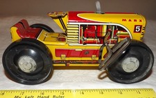 1950's MARX Climbing Tractor 8" Long Wind-Up Tin Toy 5 - Works Well