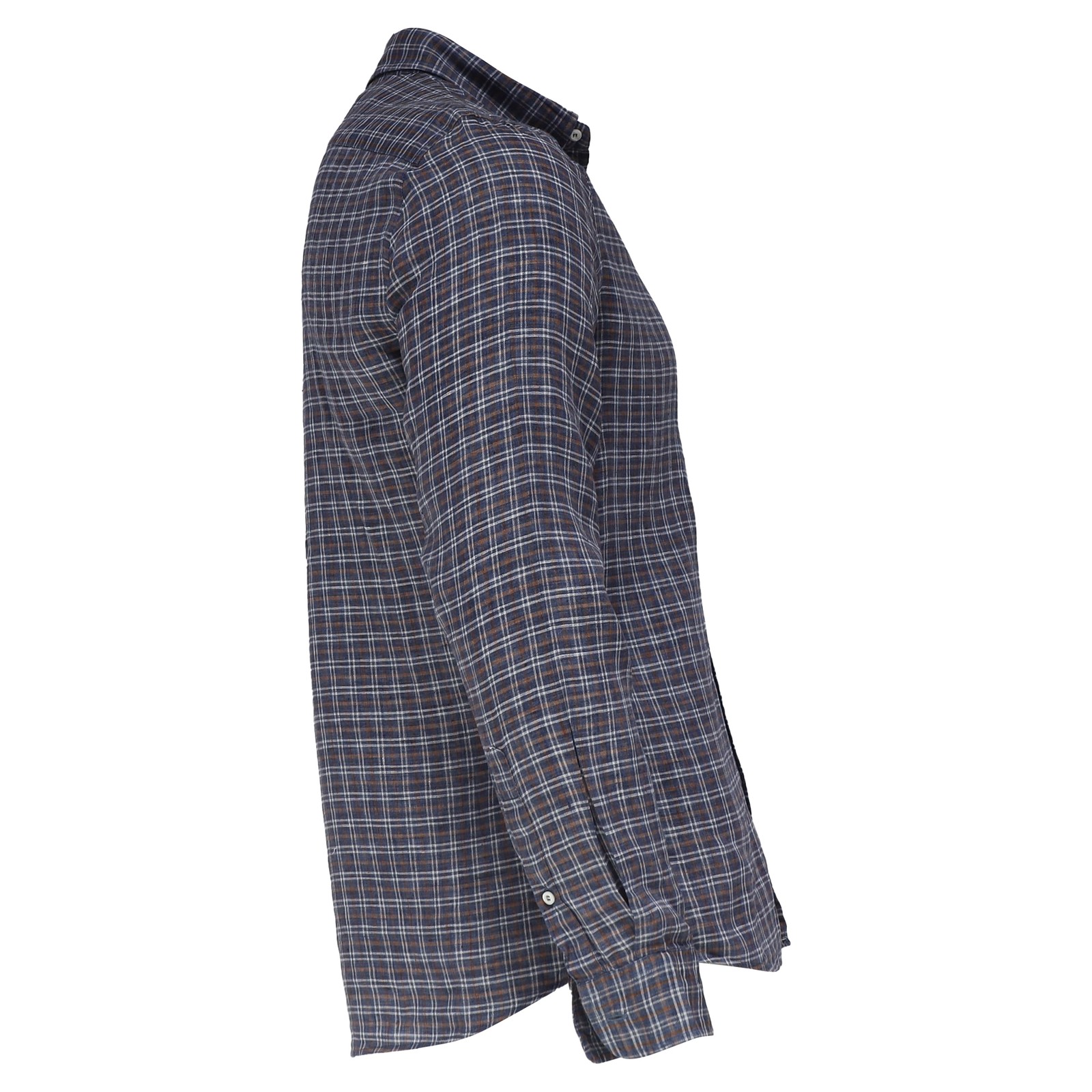 Brunello Cucinelli Checked Button-Down Shirt In Linen Men Multicolor Size 54 image 3