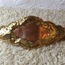 VTG Brass & Copper Belt Buckle, Large sized; Scalloped, Avant Garde, Chic Unique