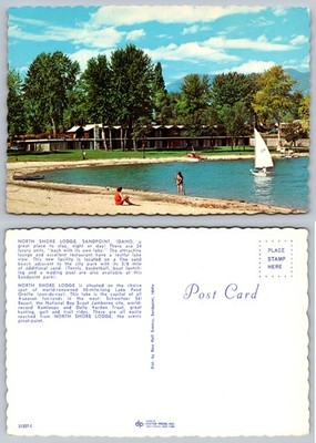 North Shore Lodge Sandpoint Idaho Beach Postcard