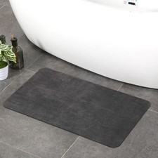 Bath Mat Rug Dark Grey 15x23in Absorbent Quick Dry Non Slip Machine Washable