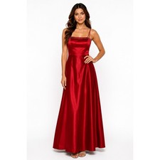 JUMP Red Satin Rhinestone Prom Gown Dress Size 9/10 NWT