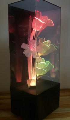 Vintage Fiber Optic Flower Light Lamp Music Box --Tested/Working