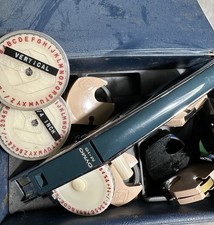 Vintage Dymo M-10 Die-Cast Manual Label Maker W 3 Wheels Extra Tapes Case