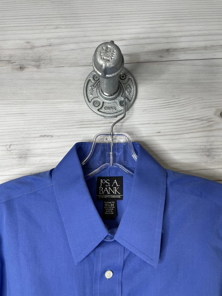Camisa Jos A Bank Para Hombres 15.5 34 Azul Ajuste A Medida Viajero Algodón Vestido Formal Foto 2 de 4
