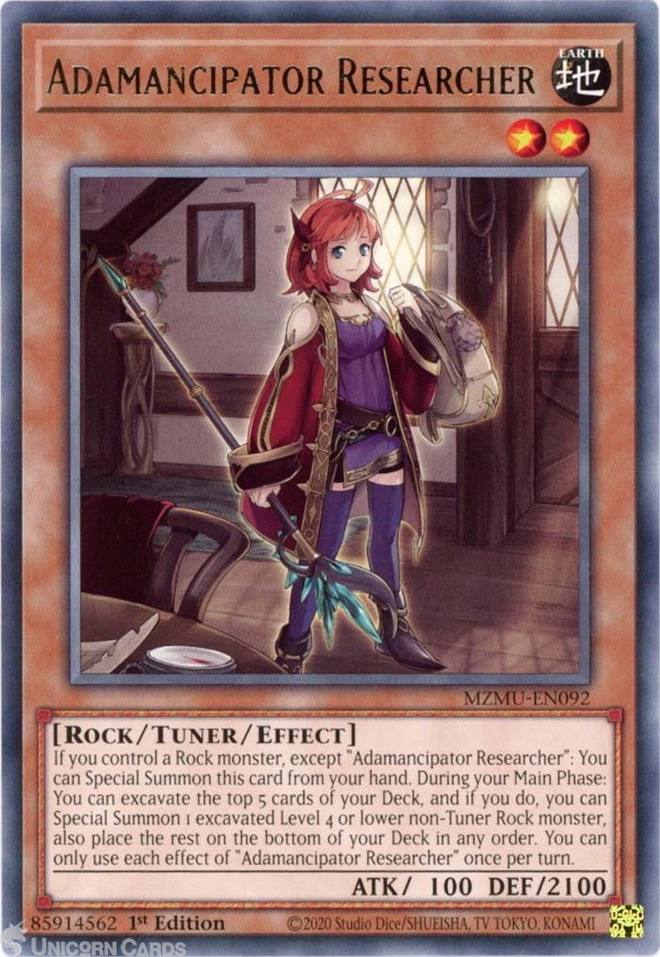 MZMU-EN092 Adamancipator Researcher : Rare 1st Edition Mint YuGiOh Card