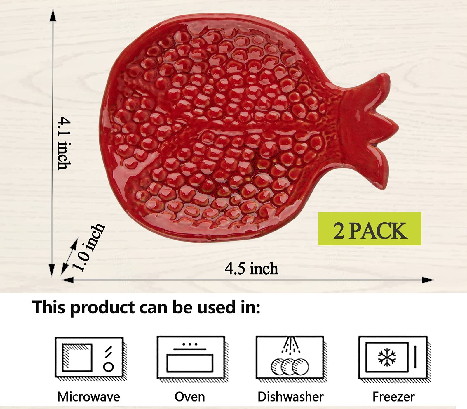 Pomegranate Shaped Ceramic Spoon Holder - 2 Pcs Stove Top & Counter Rest