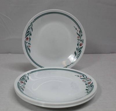 Vtg Corning Corelle Rosemarie Tulip 6-3/4'' Bread Dessert Plates Set of 4