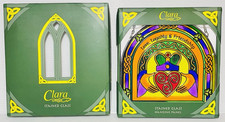 Suncatcher Stained Glass 6.25" x 6.25" by Clara Claddagh Ring Arched Suncatche.