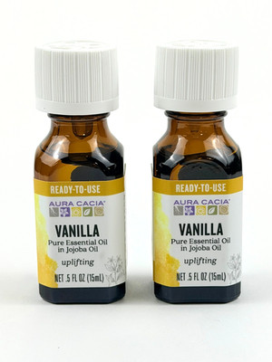 Aura Cacia Vanilla Pure Essential Oil In Jojoba Oil Uplifting 0.5 oz.