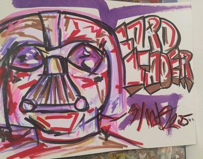 Lord Vader Portrait Auf Papier Mit Acryl Unikat
