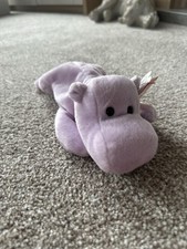 Ty Beanie Babies Happy The Lilac Hippo MWMT Retired with Errors Tag 1994 Rare