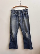 VINTAGE LEVIS 646 Flare Bell Bottom Orange Tab Talon Denim Jeans Early 70s 36x31