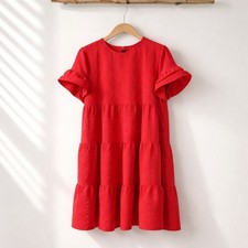 0119 Resort wear for this summer. SHEIN bright pink tiered dress. Size Large