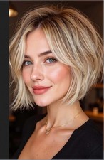 Short Ombre Highlight Blonde 100 Human Hair 13x4 Lace Front Wig for Women