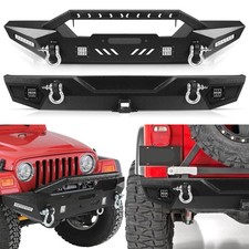 Offroad Front Rear Bumper Fits 1987-2006 Jeep Wrangler Yj Tj W Led Lights