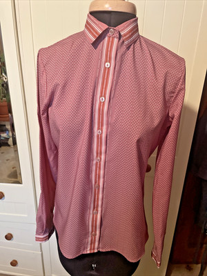 M&S Marks & Spencer Vintage Damen Bluse Größe 10 Altrosa Langarm Seidig