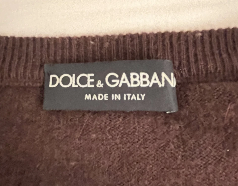 Suéter DOLCE & GABBANA 100 % Cachemira IT40/US Pequeño Cuello en V Marrón Chocolate Foto 3 de 4