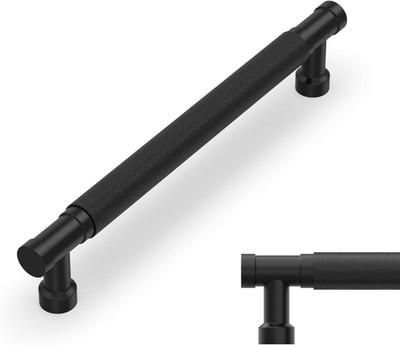 10 Stück mattschwarze Schrankgriffe 160 mm (6,3 Zoll) gerändelte Schubladengriffe Küche