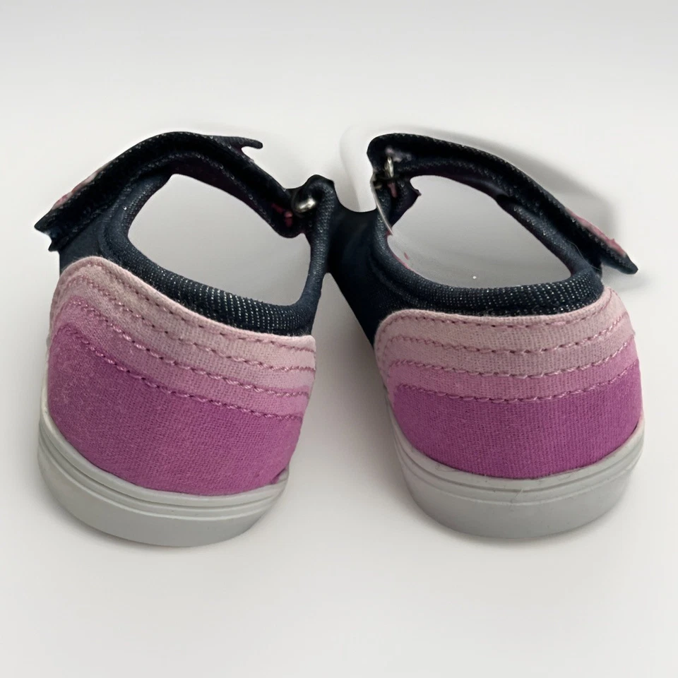 Falls Creek Kids Toddler Girl Size 6  Denim W/Pink Stripes Mary Jane Sneakers - Image 4 of 4