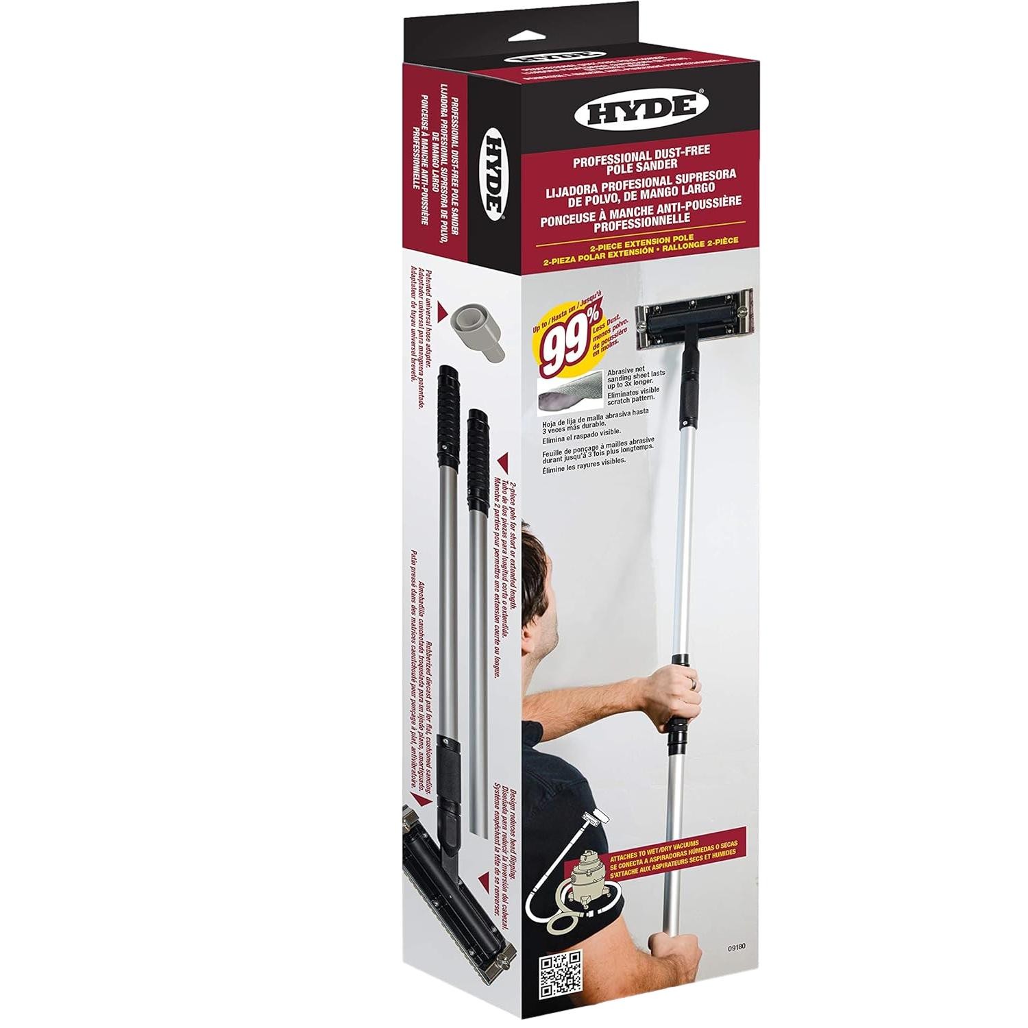 Hyde 09180 Dust-Free Vacuum Sander, Professional  with Pole