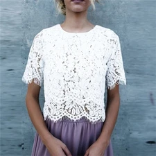 3/4 Sleeve Full Lace Shirt Blouse Ivory Cream Wedding Boutique Womens Size Small