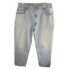 Vintage Levis 545 Blue Denim Jeans Loose Fit Size 40X30 Brown Tab Distressed