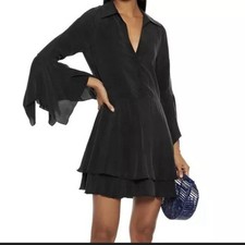NWT! Alice + Olivia Priscilla Tiered Cupro Mini Shirt Dress Size 4