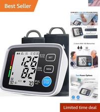 Compact Upper Arm Blood Pressure Monitor: Large Display 180 Memory Storage