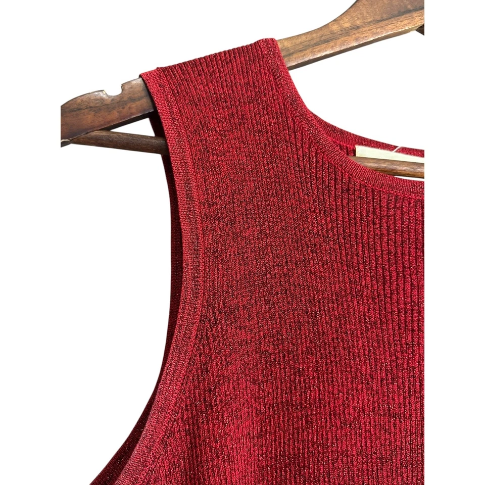 Camiseta sin mangas CASUAL CORNER para mujer roja brillante tejida L mezcla de seda Foto 2 de 4